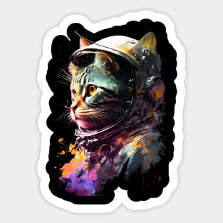 Cat in Space Painting - Astronaut Cat Sticker